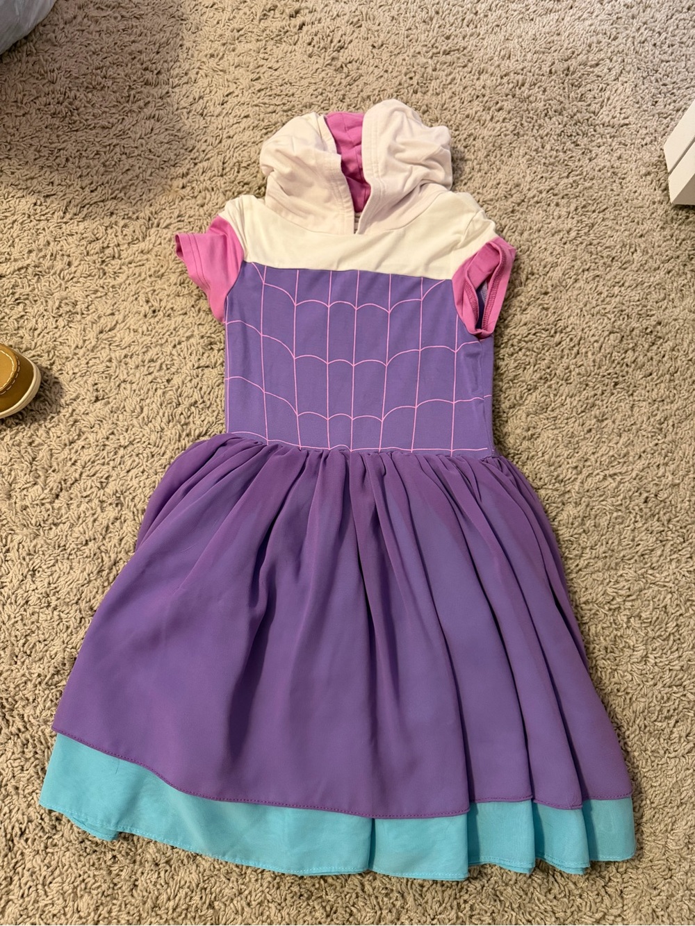 Girls Purple Hooded Spider-Web Dress Costume - Kids Taylor Joelle ghost spider